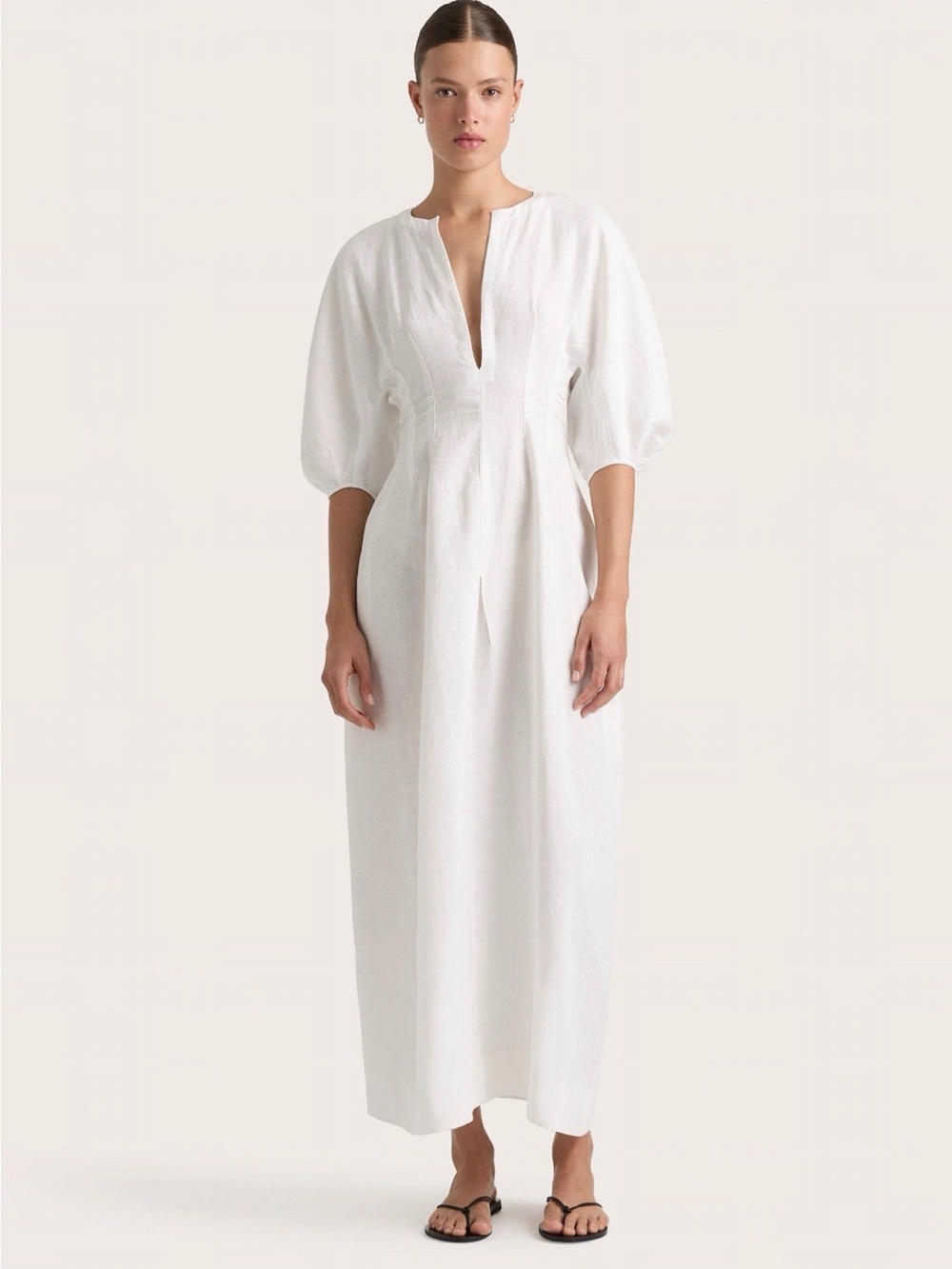 Faithfull The Brand Soleil White Linen Maxi Dress NWT Size XS